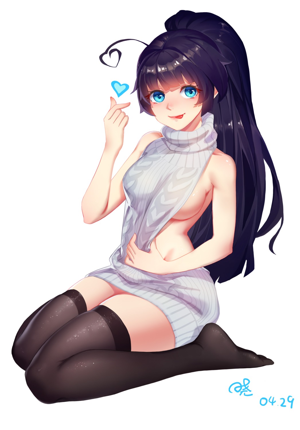 dress no_bra nopan sweater thighhighs xiaomu_(a414171448)