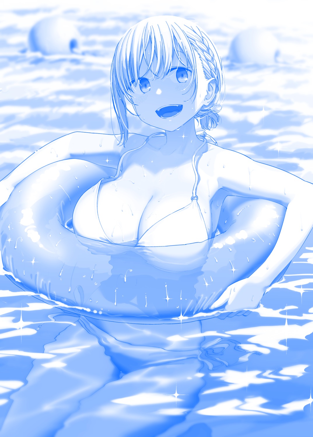 bathing bikini getsuyoubi_no_tawawa himura_kiseki monochrome swimsuits wet