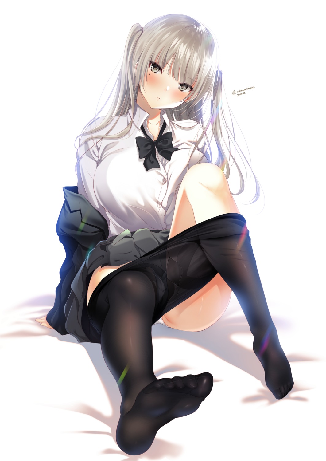 feet minamihama_yoriko pantsu pantyhose seifuku skirt_lift