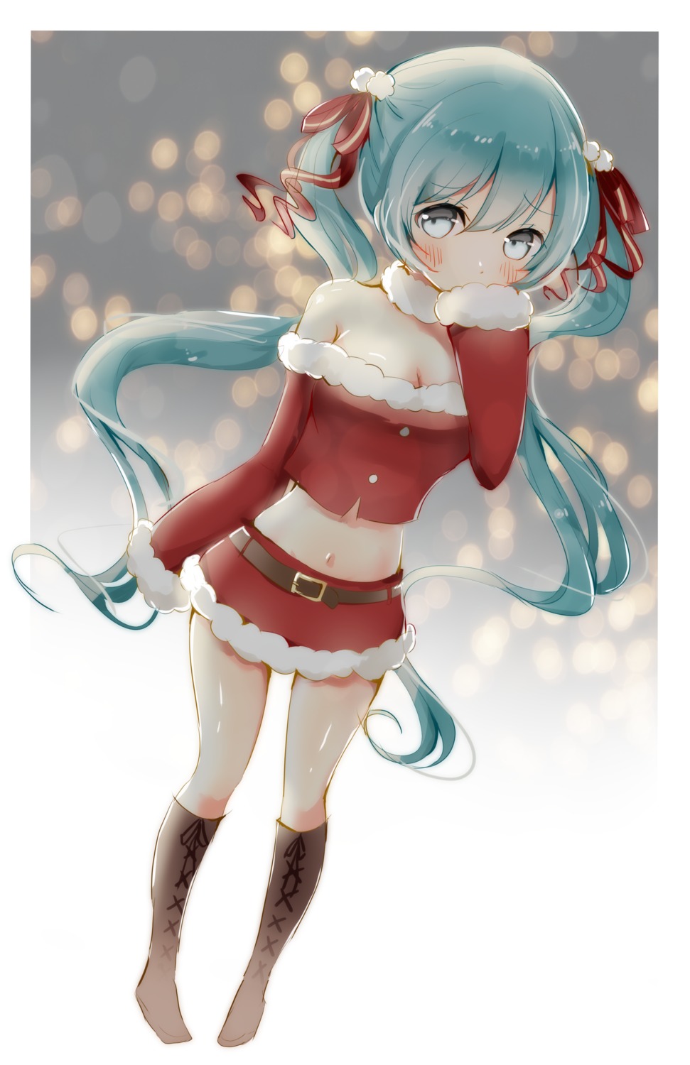 christmas cleavage hatsune_miku kopunko no_bra vocaloid