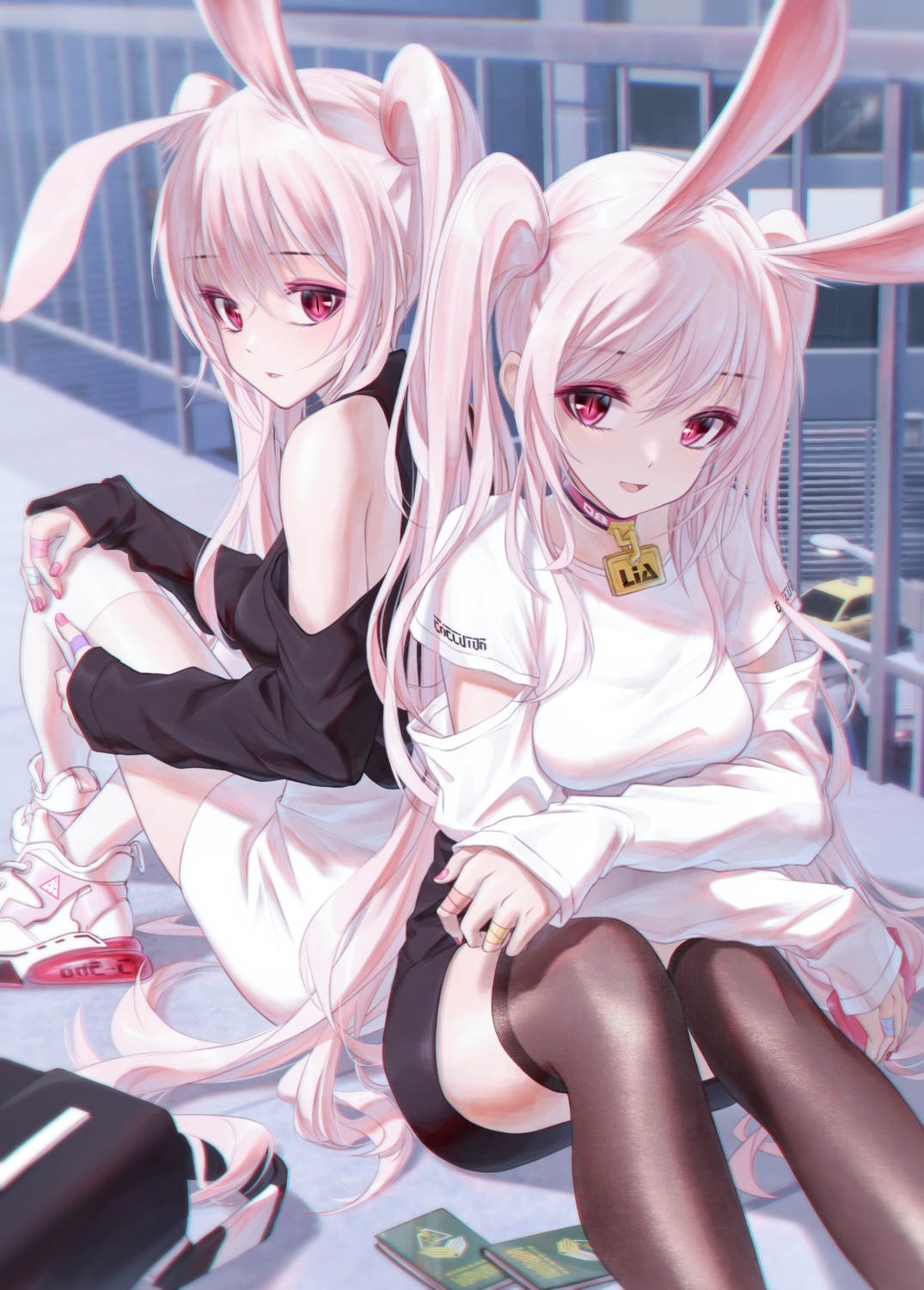 animal_ears bae.c bunny_ears thighhighs