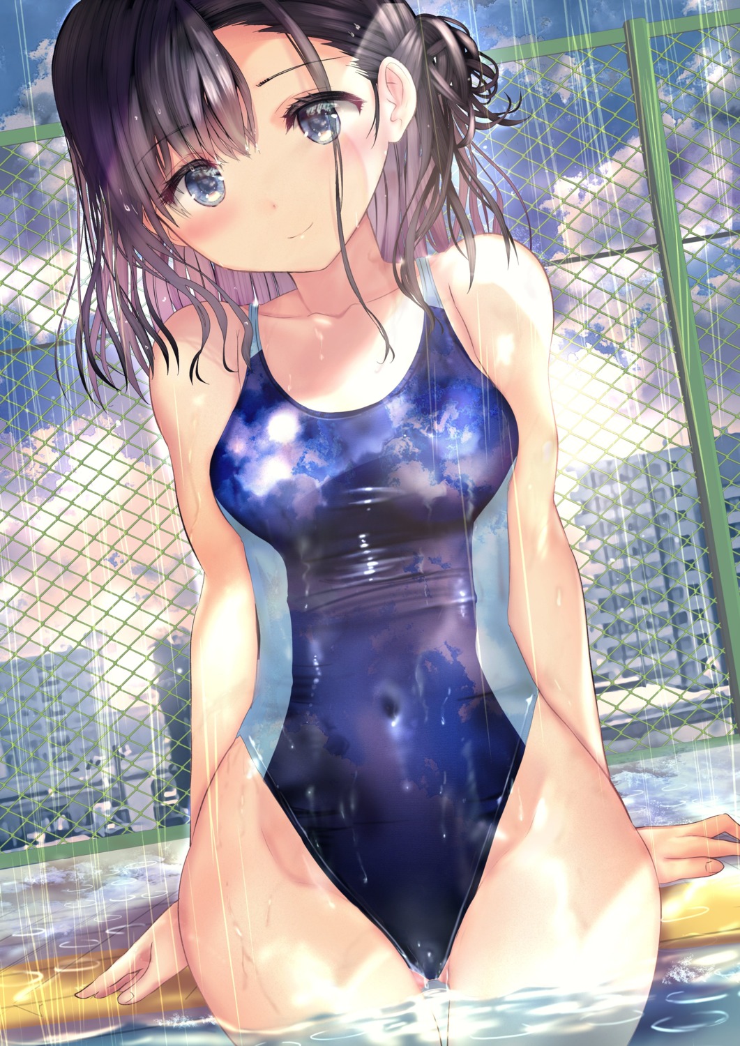 ogata_tei swimsuits wet wet_clothes