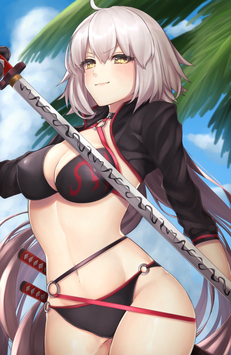 bikini cleavage fate/grand_order jeanne_d'arc jeanne_d'arc_(alter)_(fate) swimsuits sword yayoi_maka