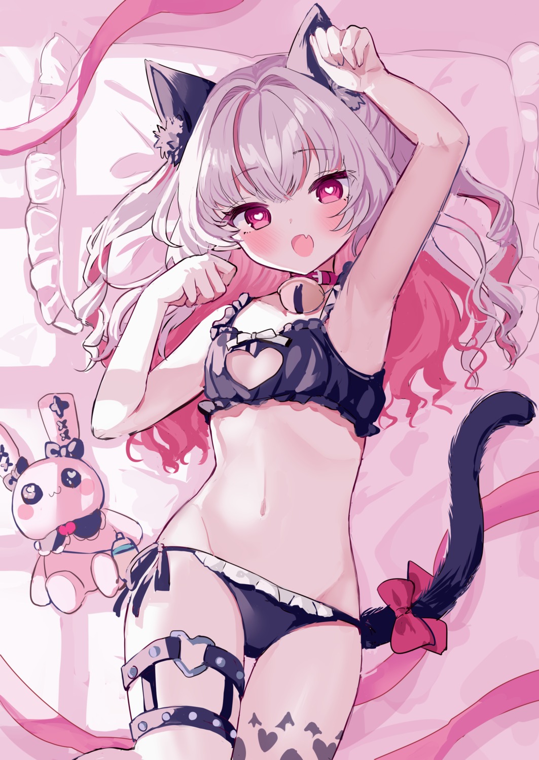 animal_ears garter karunabaru loli makaino_ririmu nekomimi nijisanji nijisanji_gamers pantsu string_panties tail tattoo