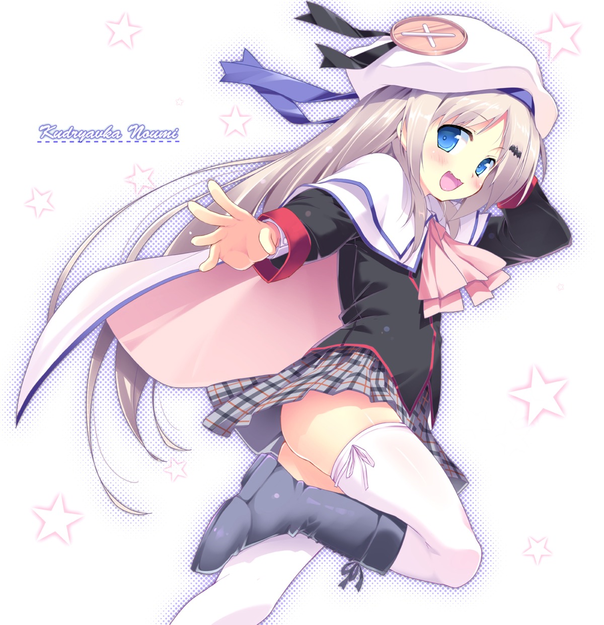 ass little_busters! loli nopan noumi_kudryavka pikazo seifuku thighhighs