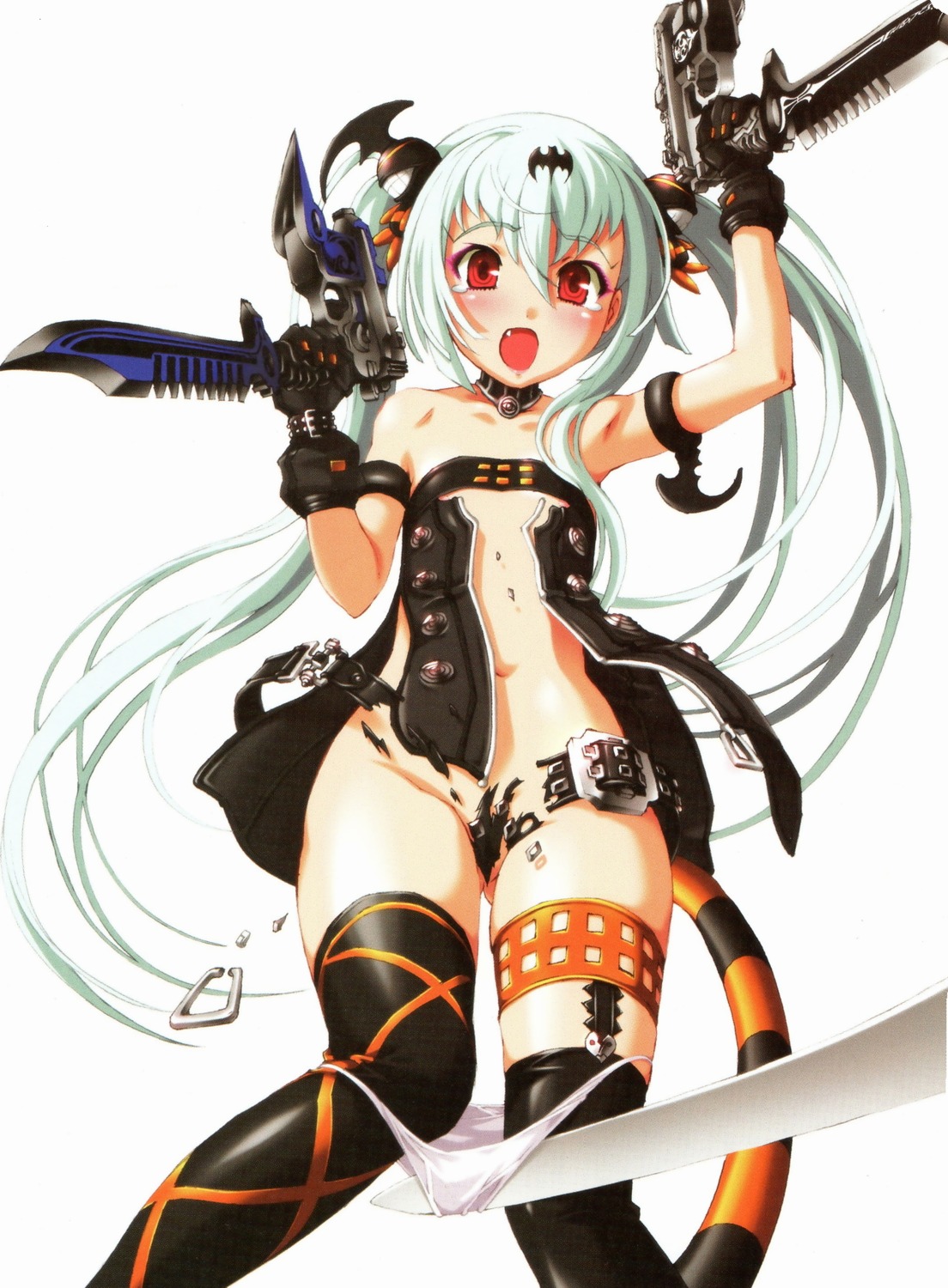 alice_(queen's_gate) nitroplus niθ panty_pull queen's_gate thighhighs torn_clothes weapon