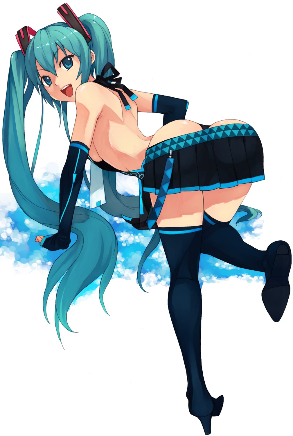 ass caee_penguin hatsune_miku thighhighs underboob vocaloid