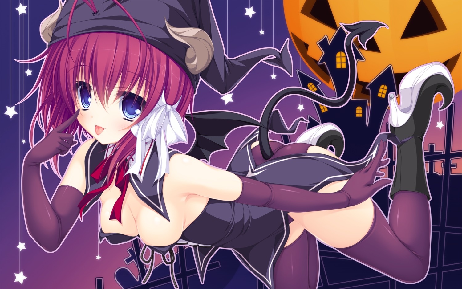 cleavage devil halloween horns justy_x_nasty kuroki_kirie mikagami_mamizu tail thighhighs wallpaper whirlpool wings