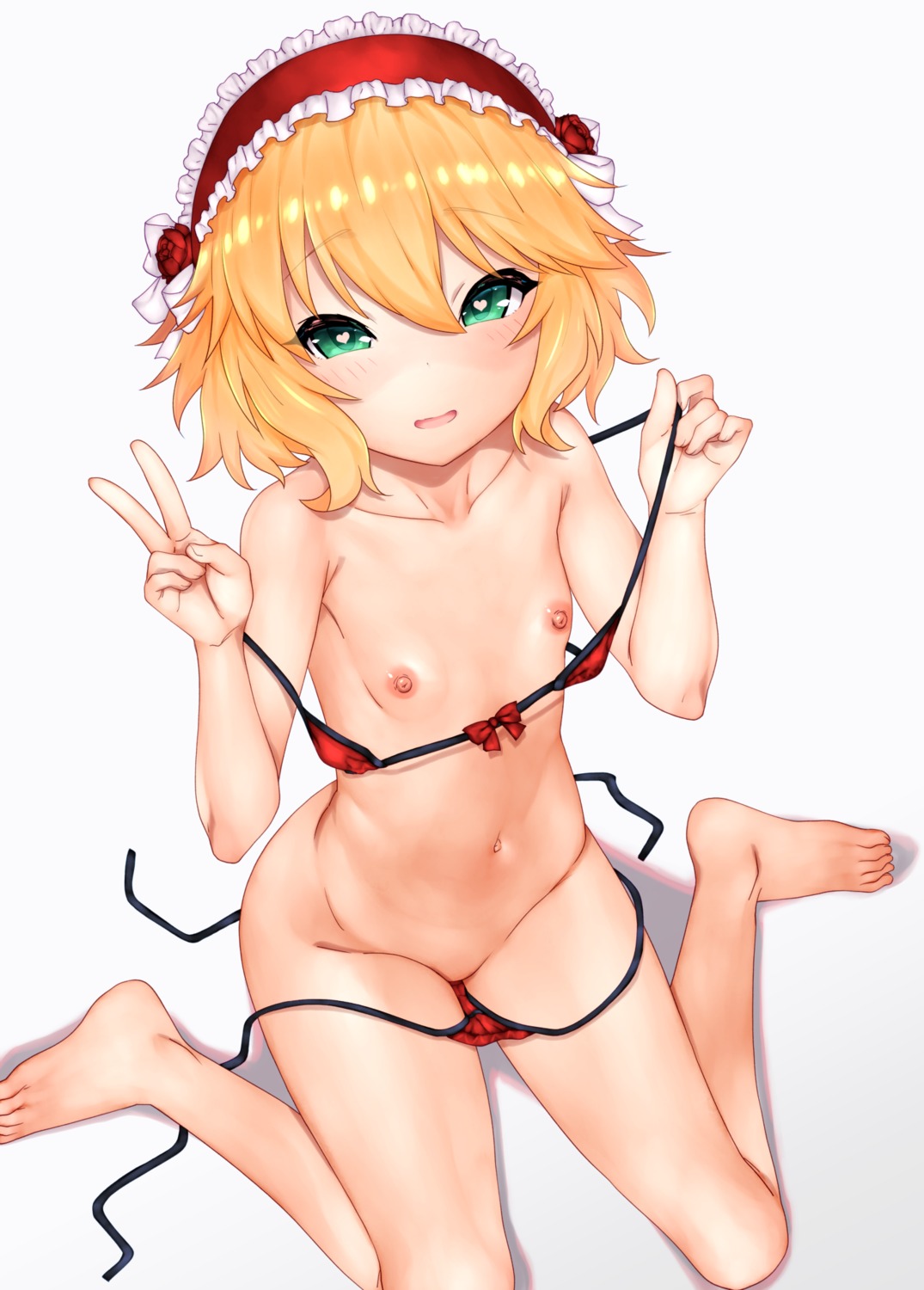 bikini breasts loli nipples okina_ika panty_pull sakurai_momoka_(idolm@ster) swimsuits the_idolm@ster the_idolm@ster_cinderella_girls the_idolm@ster_cinderella_girls_u149 undressing wardrobe_malfunction