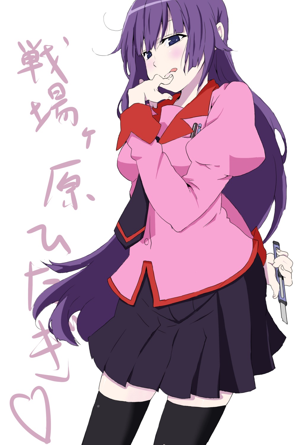 bakemonogatari monogatari_(series) ringo78 seifuku senjougahara_hitagi thighhighs