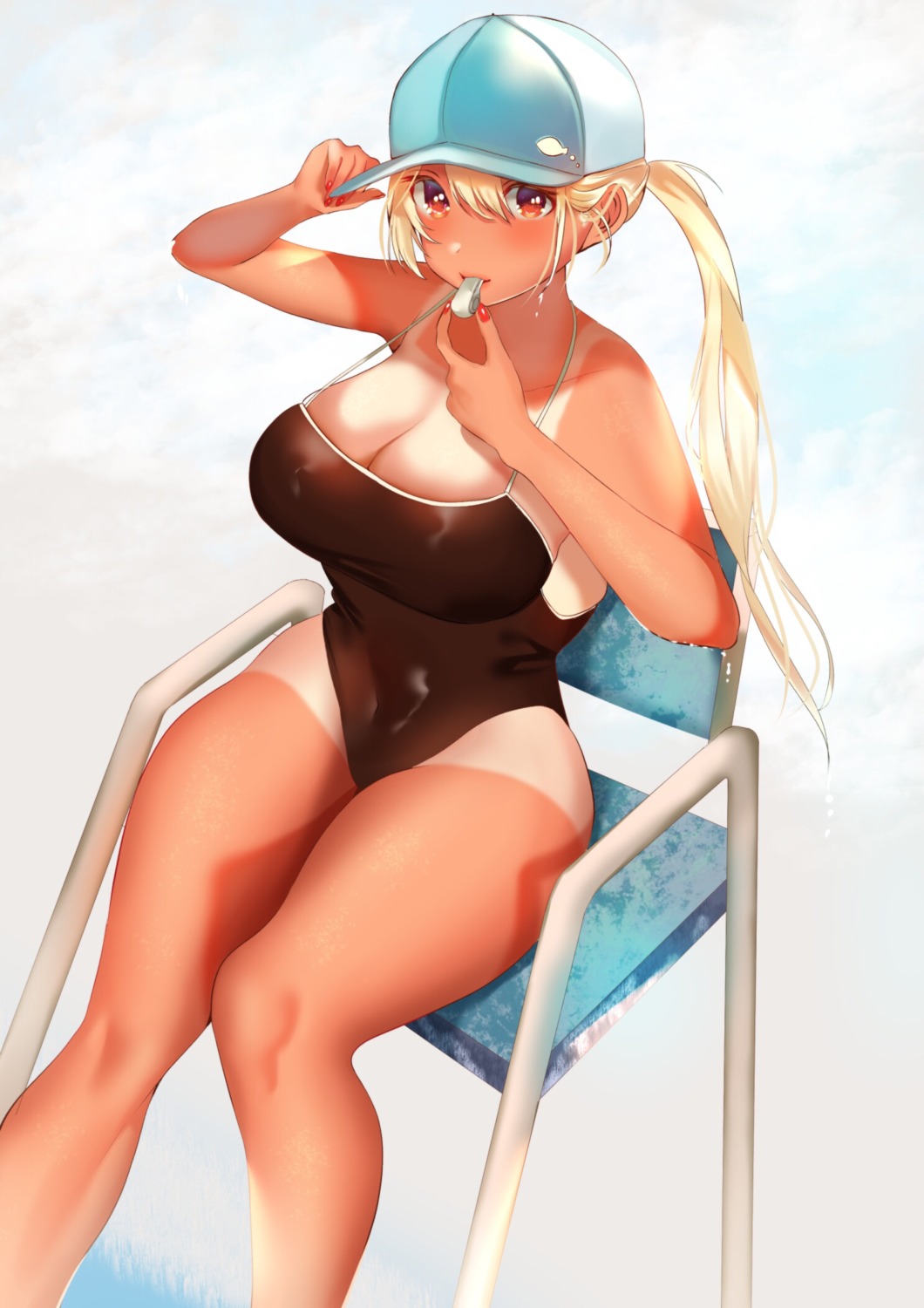 cleavage inushima swimsuits tan_lines