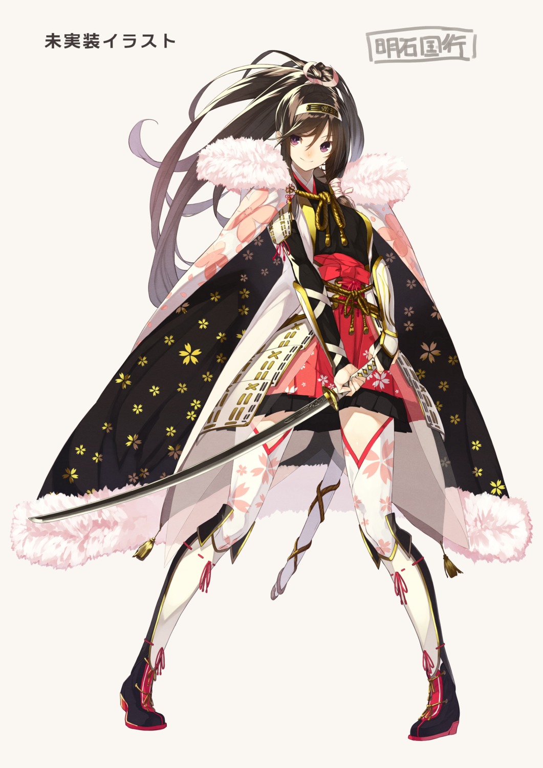 armor japanese_clothes sword tenka_hyakken thighhighs