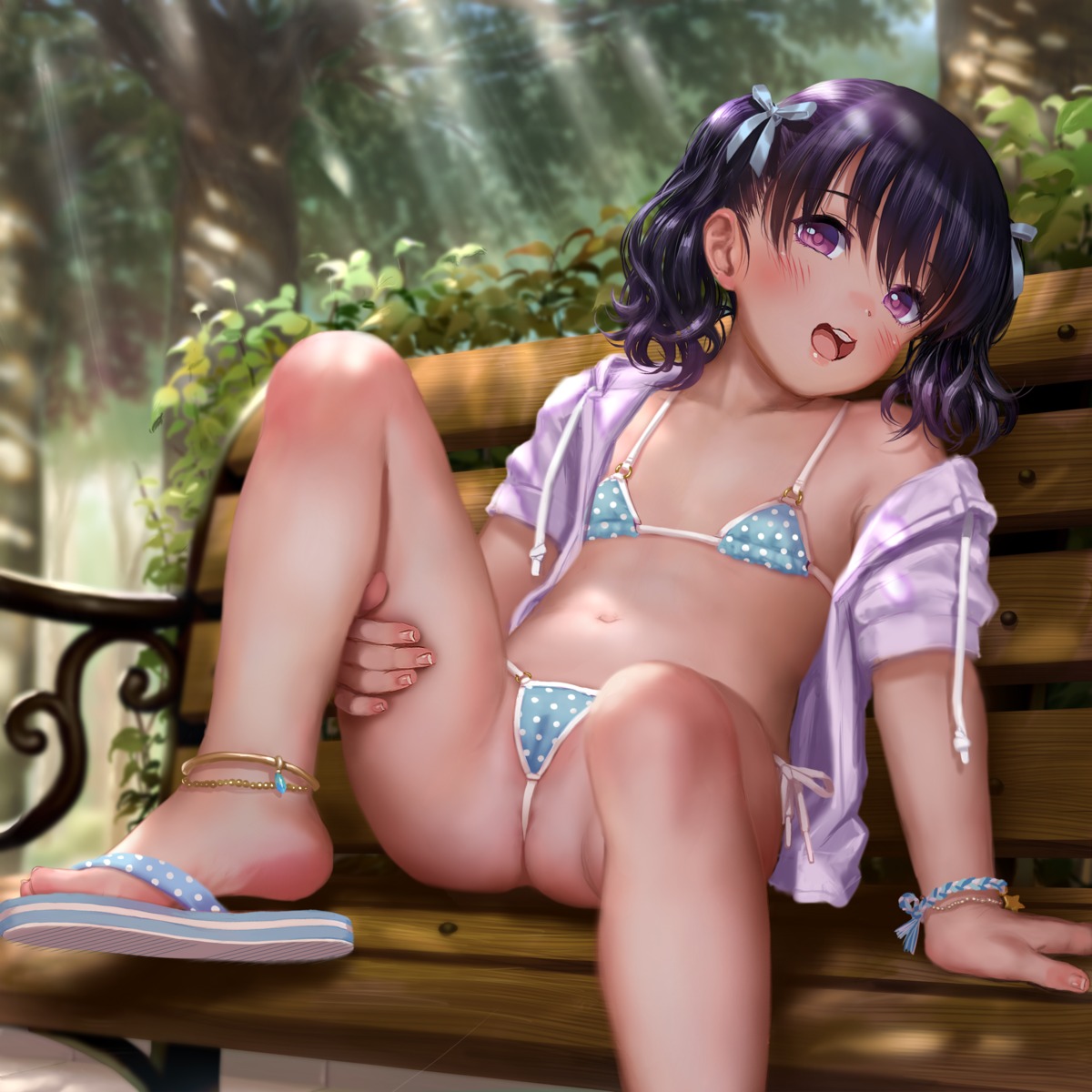 asakuraf bikini cameltoe loli open_shirt swimsuits thong