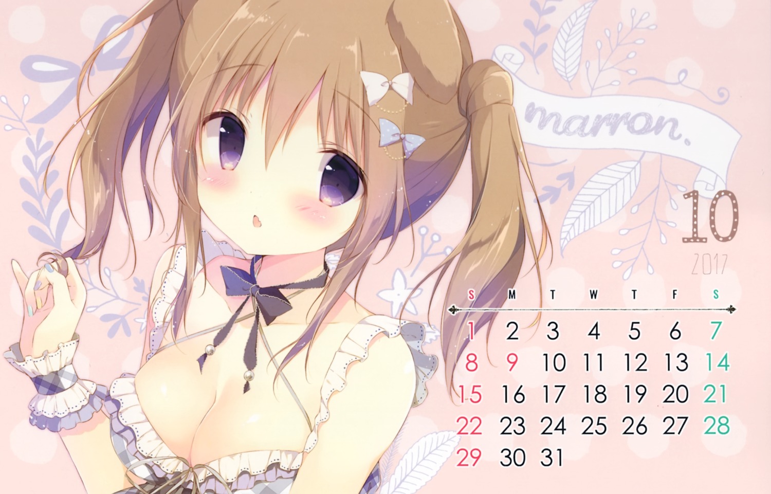 animal_ears calendar cleavage marron_(shiratama) shiratama shiratamaco