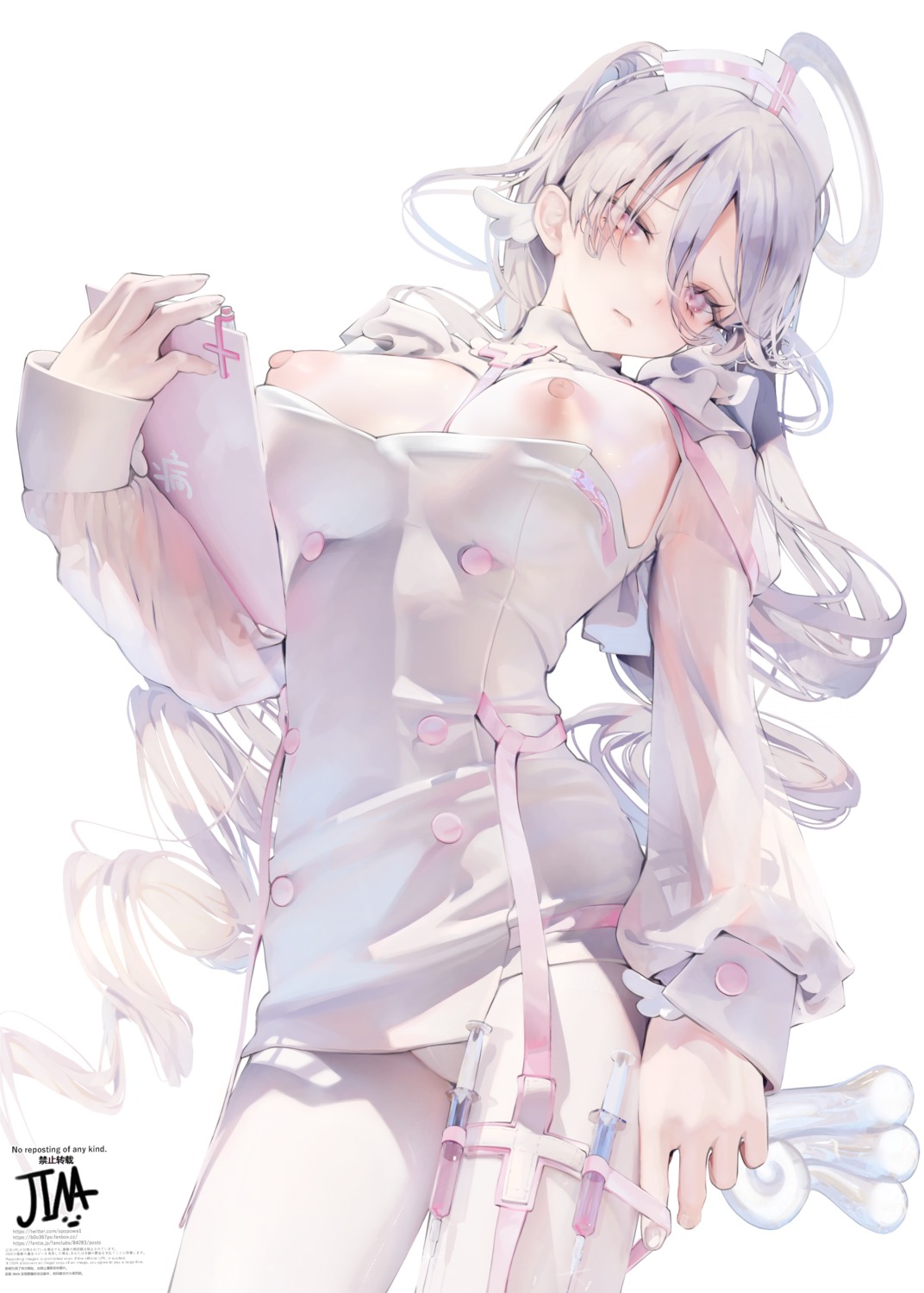 angel breasts garter iijima_masashi nipples no_bra nurse pantsu pantyhose wings