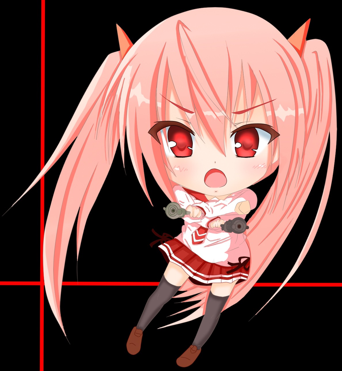 chibi hidan_no_aria jpeg_artifacts kanzaki_h._aria kuena seifuku thighhighs