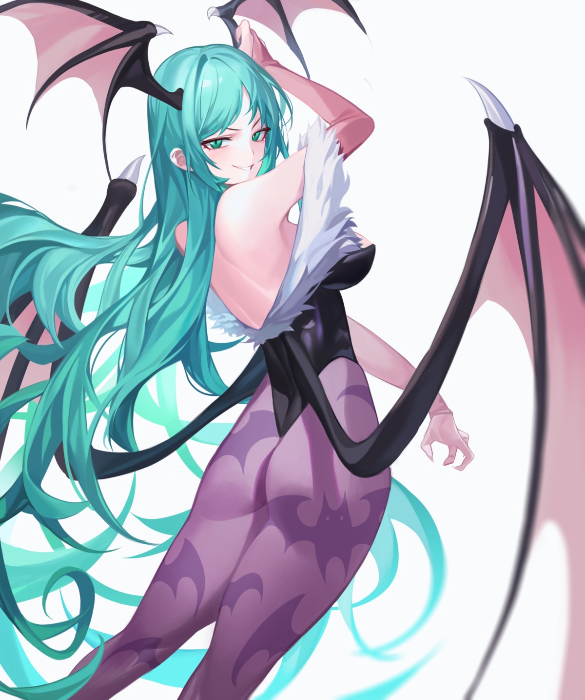 ass dark_stalkers leotard morrigan_aensland no_bra pantyhose sb_lama wings