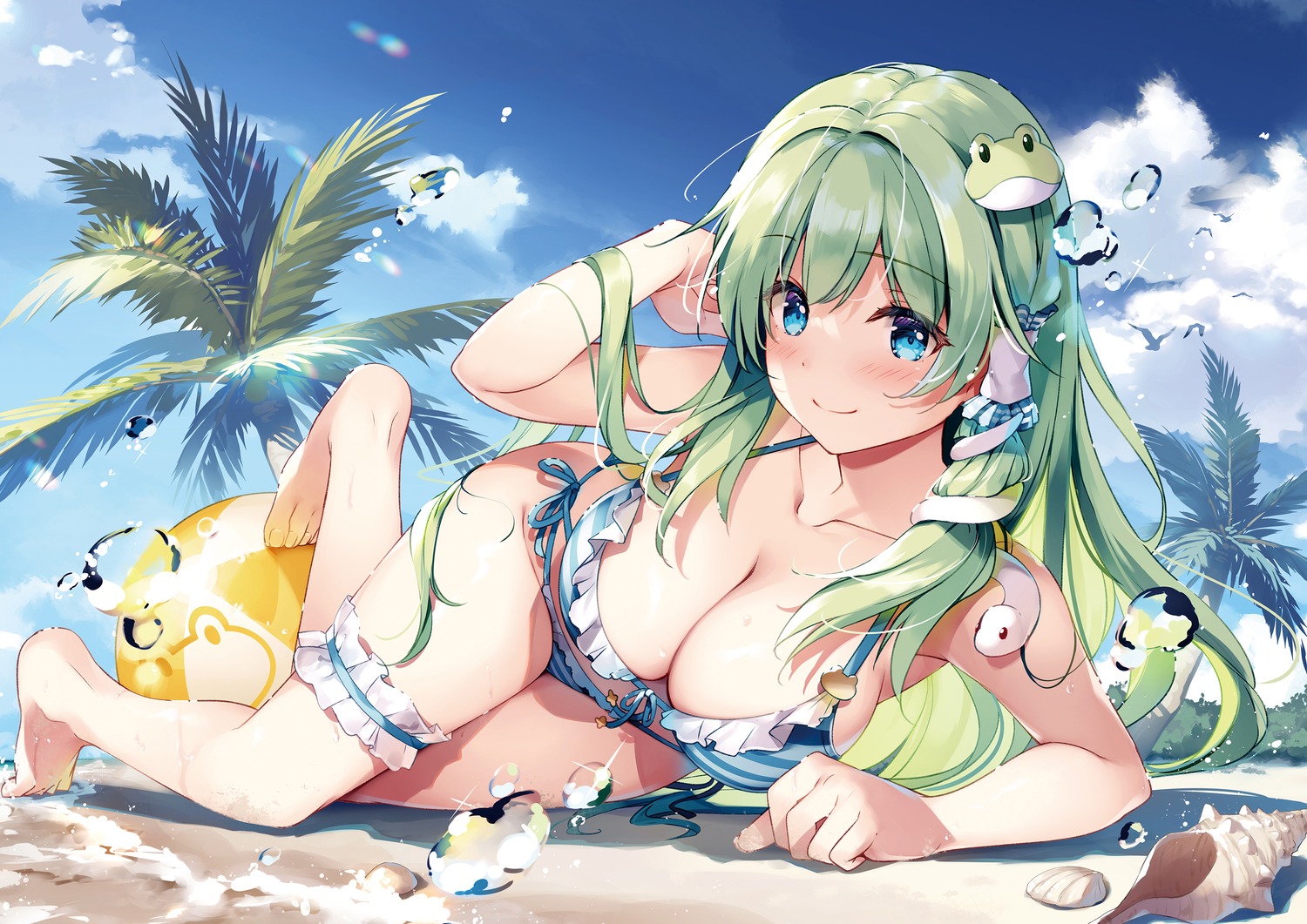 bikini detexted garter kochiya_sanae miyase_mahiro swimsuits touhou