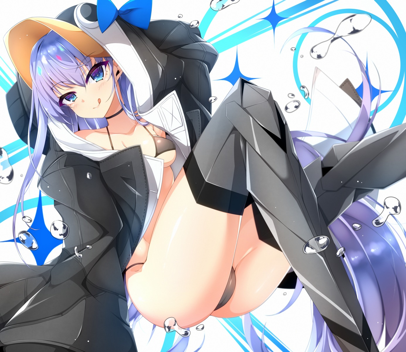 armor bikini fate/grand_order meltryllis open_shirt penguin ripe.c swimsuits thighhighs thong