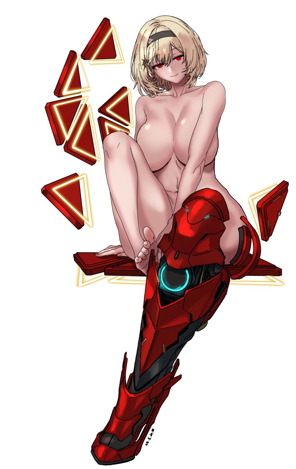 armor e.de.n goddess_of_victory:_nikke naked red_shoes thighhighs