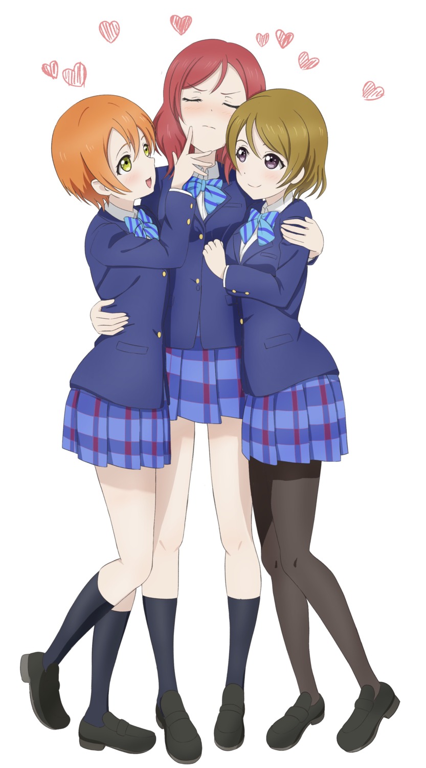 hoshizora_rin koizumi_hanayo love_live! nishikino_maki ofuchobetto_shirai pantyhose seifuku yuri