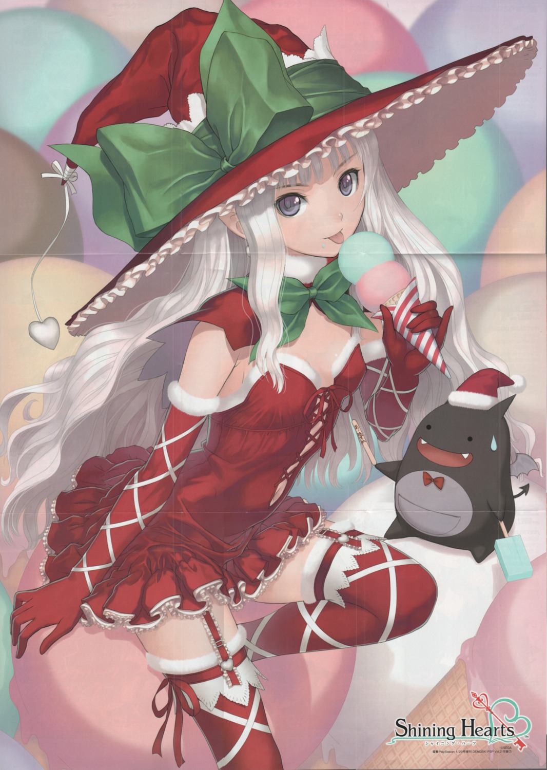 christmas crease devil dress elf lolita_fashion melty_de_granite no_bra pointy_ears raw_scan sega shining_hearts shining_world sorbe stockings thighhighs tony_taka witch