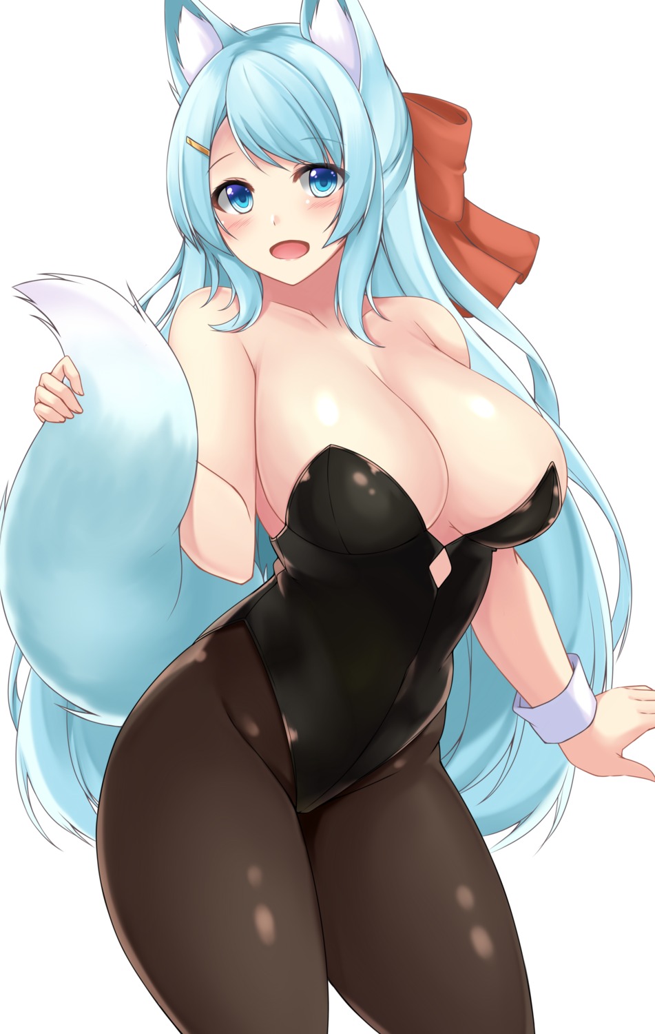 animal_ears kitsune koshitsu_byoushitsu leotard no_bra pantyhose sogaya tail