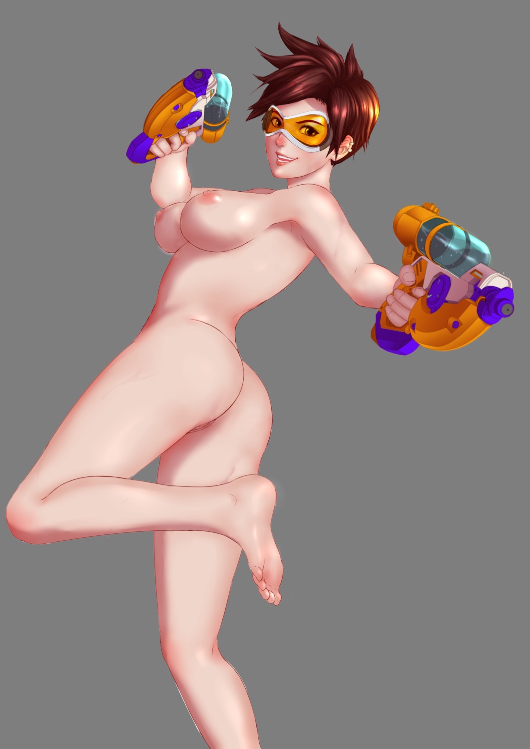 ass feet gun naked nipples overwatch pussy torn_s tracer transparent_png uncensored