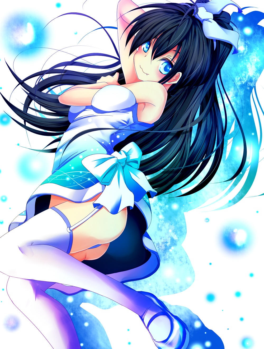 dress ganaha_hibiki natsu_(anta_tte_hitoha) pantsu stockings summer_dress the_idolm@ster thighhighs