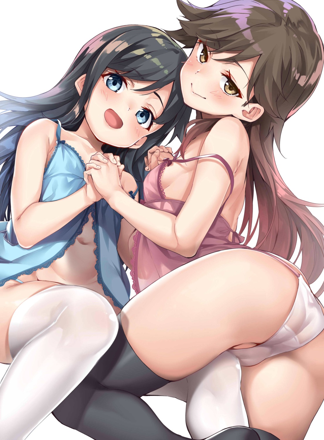 arashio_(kancolle) asashio_(kancolle) ass cameltoe ebifurya kantai_collection lingerie pantsu thighhighs