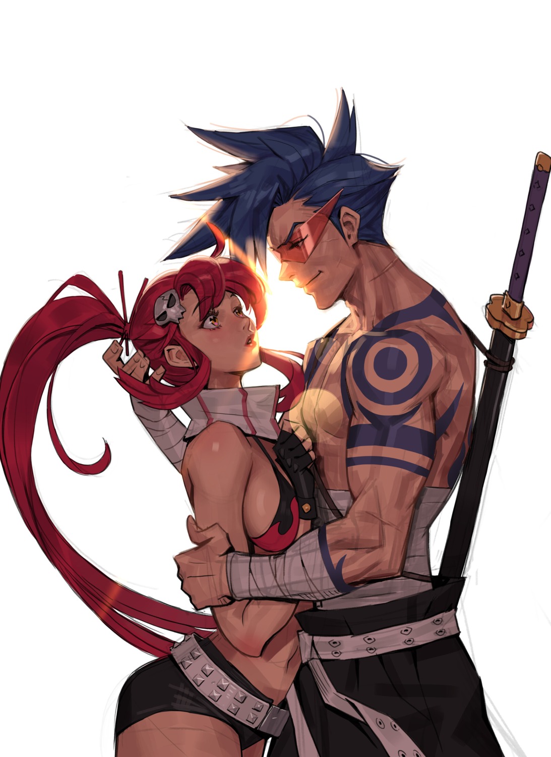 bandages bikini_top junq_jeon kamina megane swimsuits sword tattoo tengen_toppa_gurren_lagann yoko