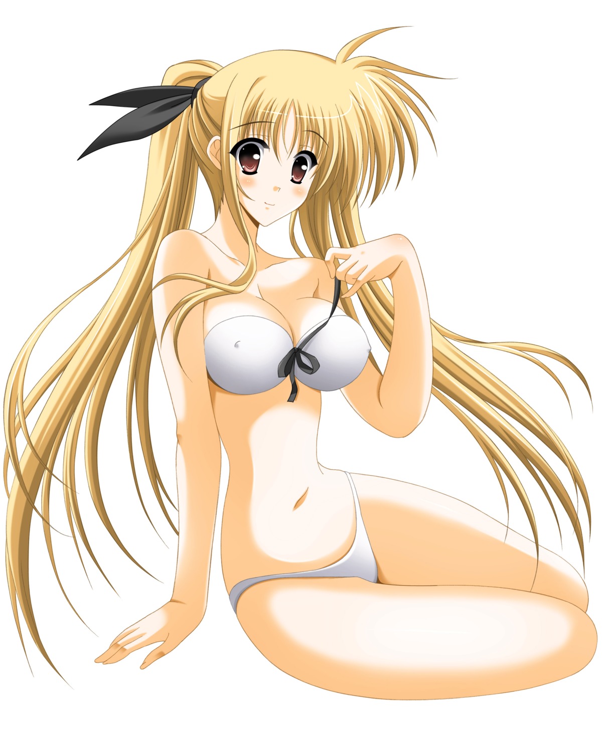 bikini cleavage erect_nipples fate_testarossa mahou_shoujo_lyrical_nanoha mahou_shoujo_lyrical_nanoha_strikers oda_kenichi swimsuits