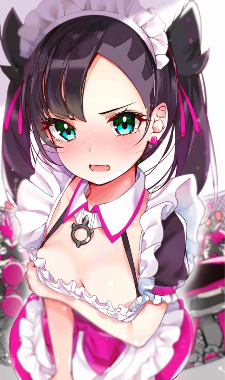 breast_hold cleavage maid mary_(pokemon) pokemon pokemon_swsh rouka