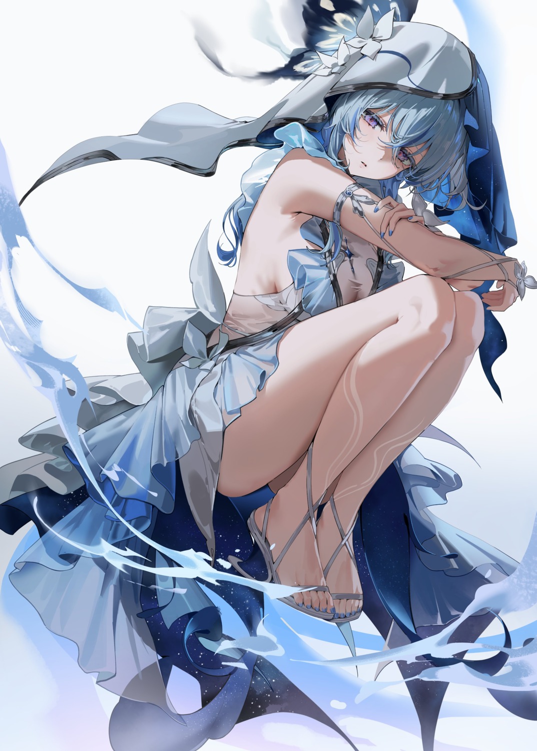 chii_(chiiriring) dress heels no_bra see_through shorekeeper skirt_lift wuthering_waves