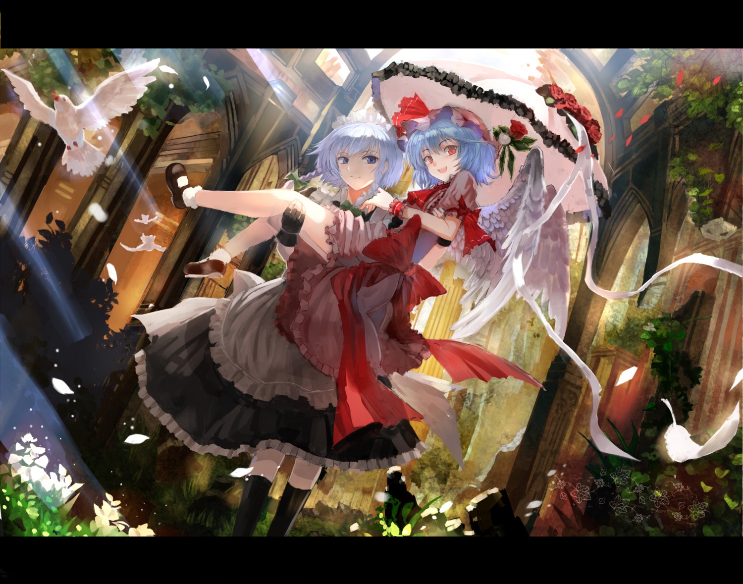 asuka_(moto) izayoi_sakuya maid remilia_scarlet touhou wings