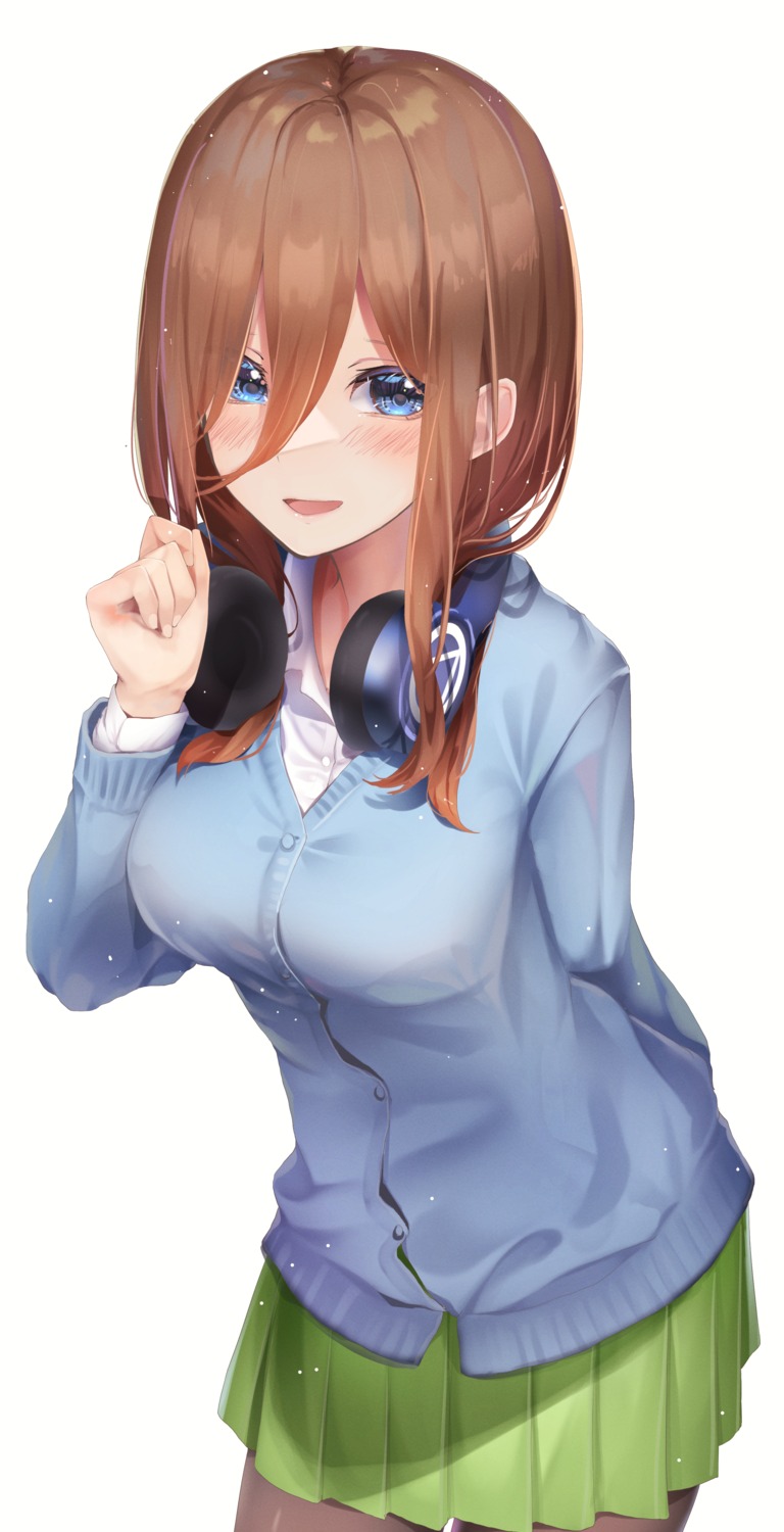 5-toubun_no_hanayome headphones nakano_miku pantyhose seifuku sweater yuunamida_uyu