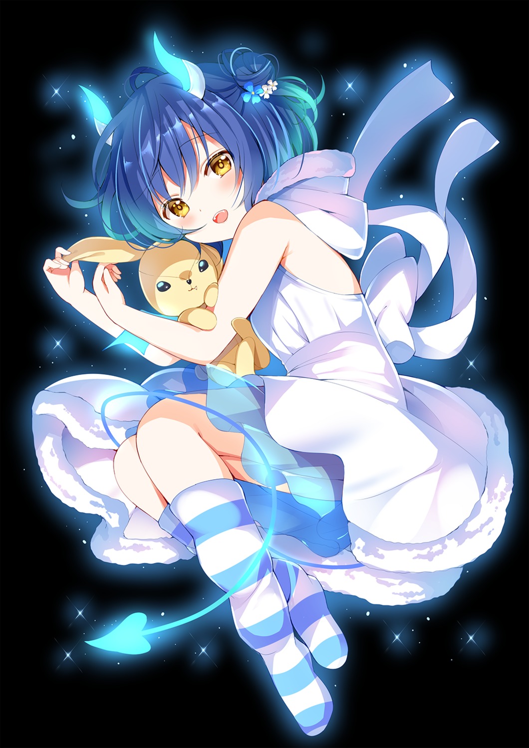 dress gochuumon_wa_usagi_desu_ka? horns jouga_maya koi no_bra skirt_lift tail