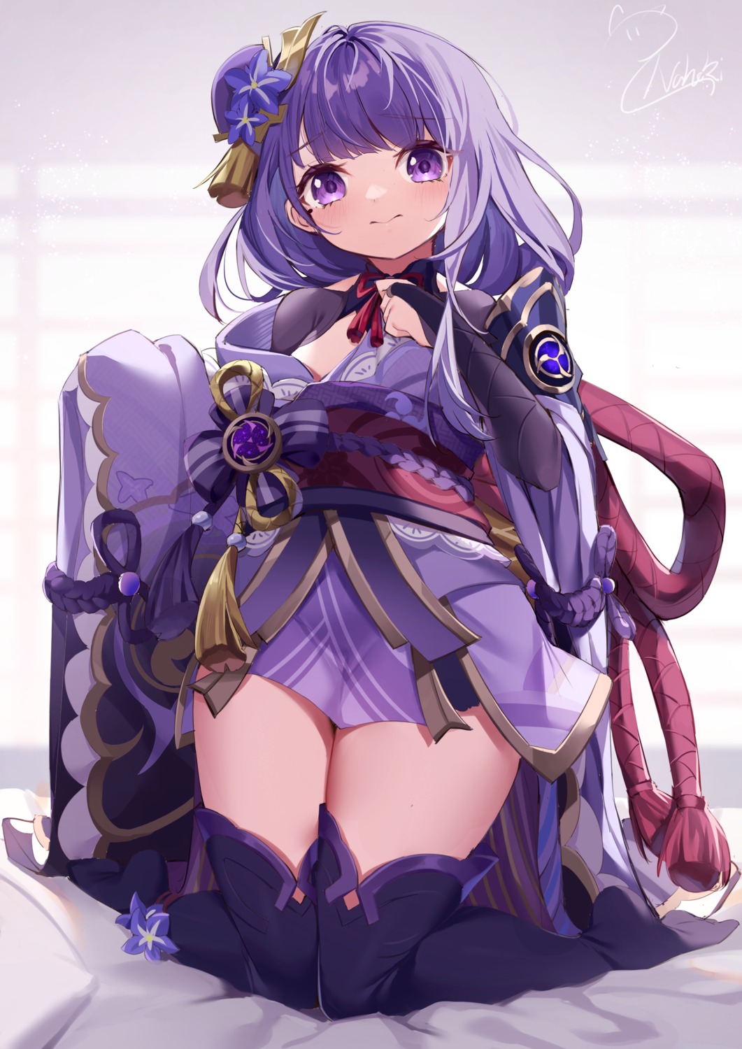 genshin_impact japanese_clothes nahaki raiden_shogun thighhighs