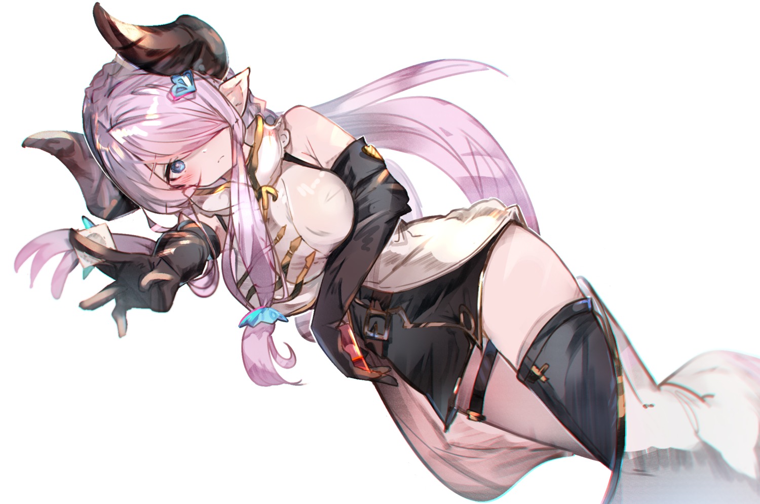 garter granblue_fantasy horns narumeia_(granblue_fantasy) pointy_ears thighhighs tota_(sizukurubiks)