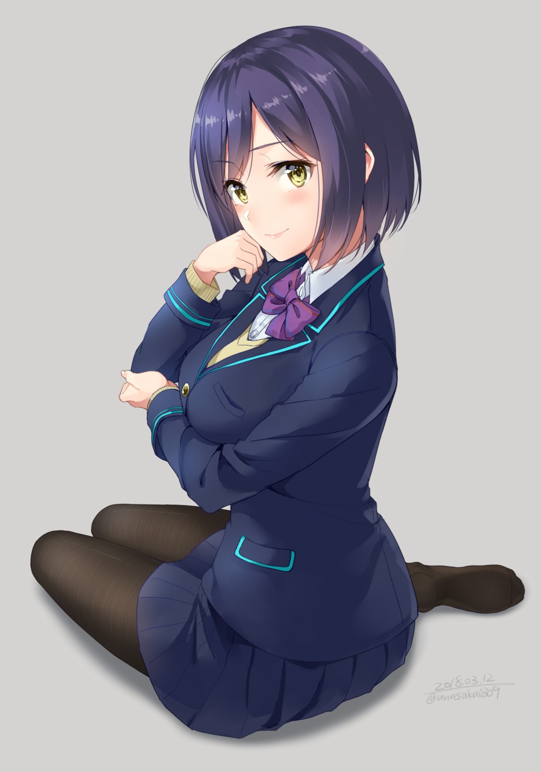 nijisanji pantyhose seifuku shizuka_rin sweater unasaka