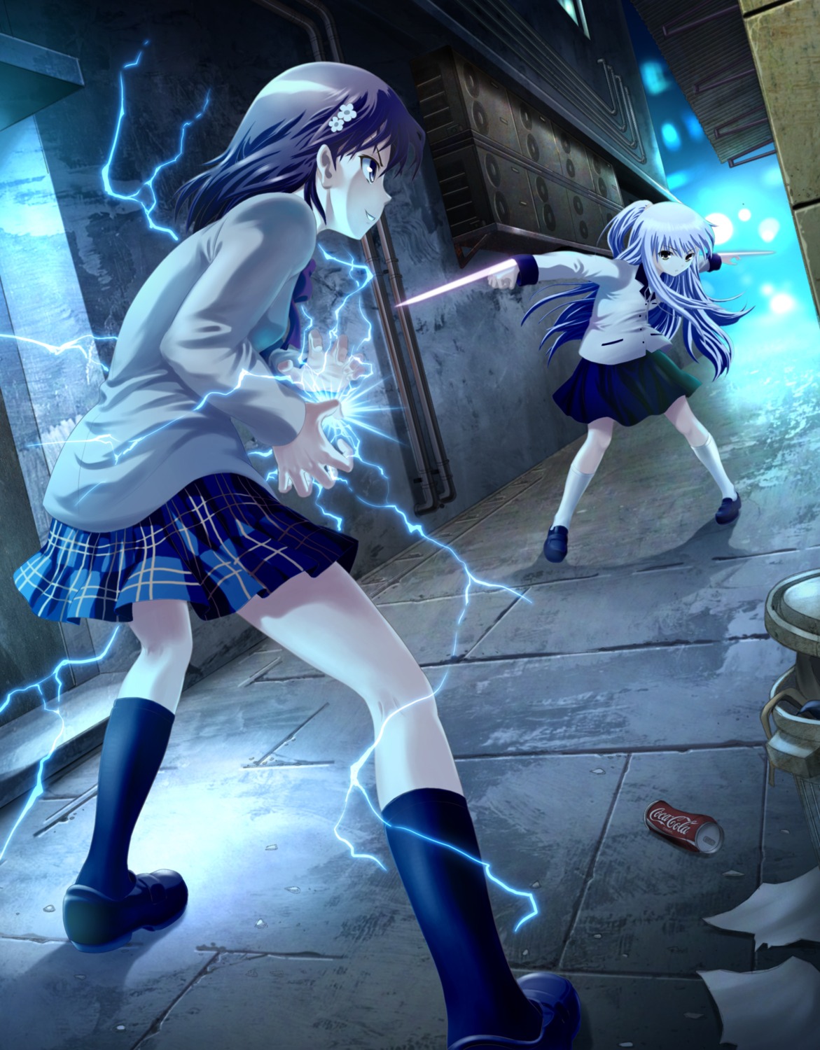 angel_beats! ariontang crossover misaka_mikoto seifuku tachibana_kanade to_aru_kagaku_no_railgun to_aru_majutsu_no_index