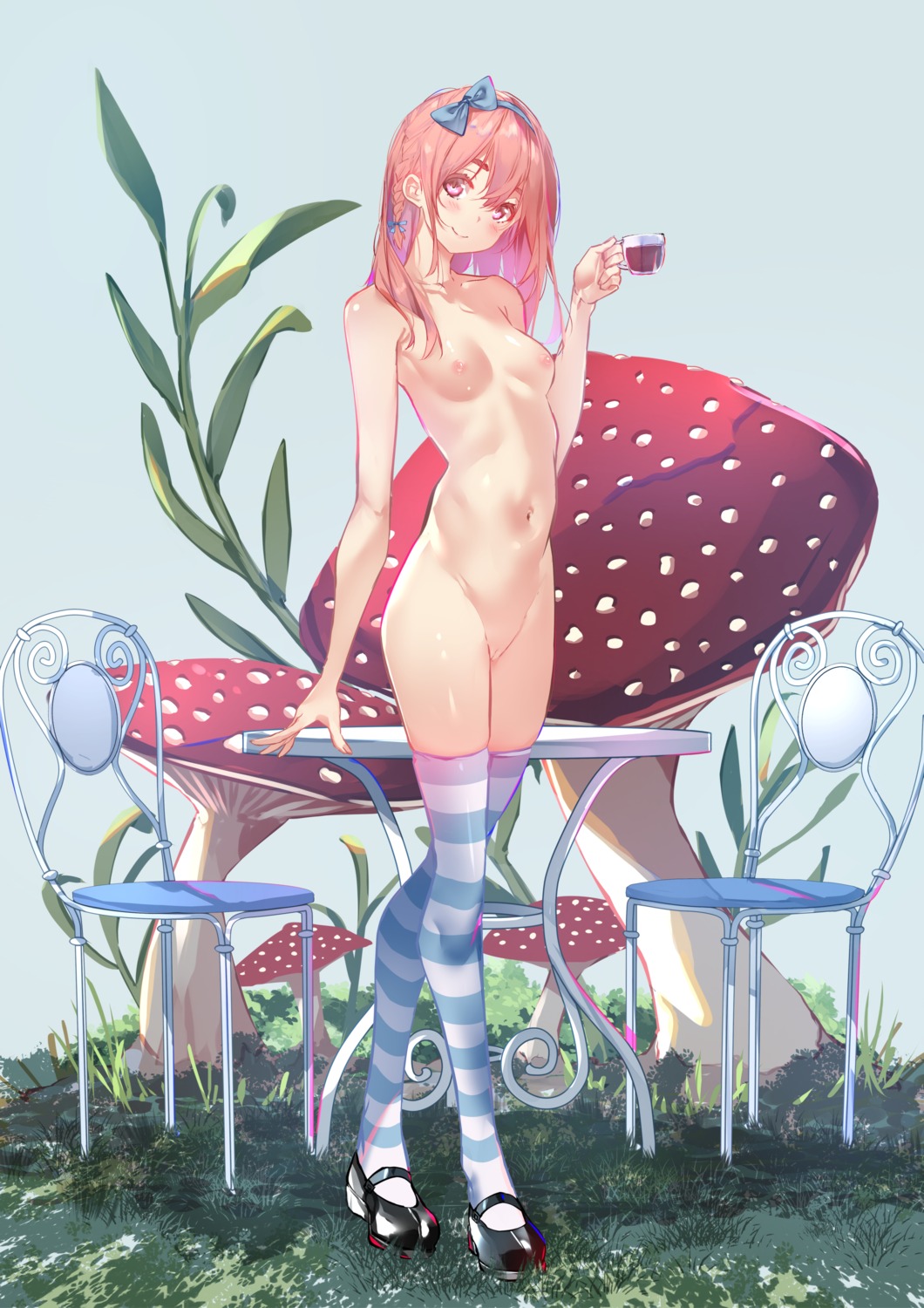 alice alice_in_wonderland cosplay kanojo_okarishimasu naked nipples pussy sakurasawa_sumi sydus thighhighs uncensored