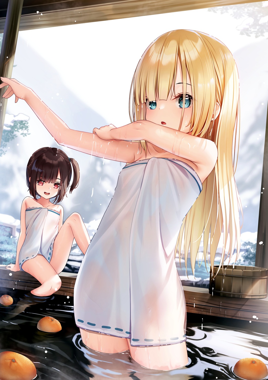 artist_revision loli onsen see_through towel wet wet_clothes yan_(nicknikg)