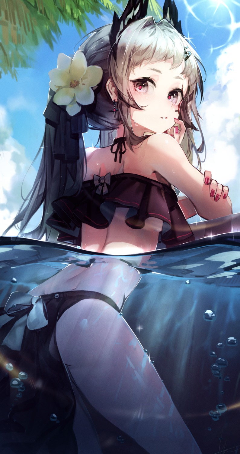 arknights ass bikini irene_(arknights) libiadan swimsuits wet