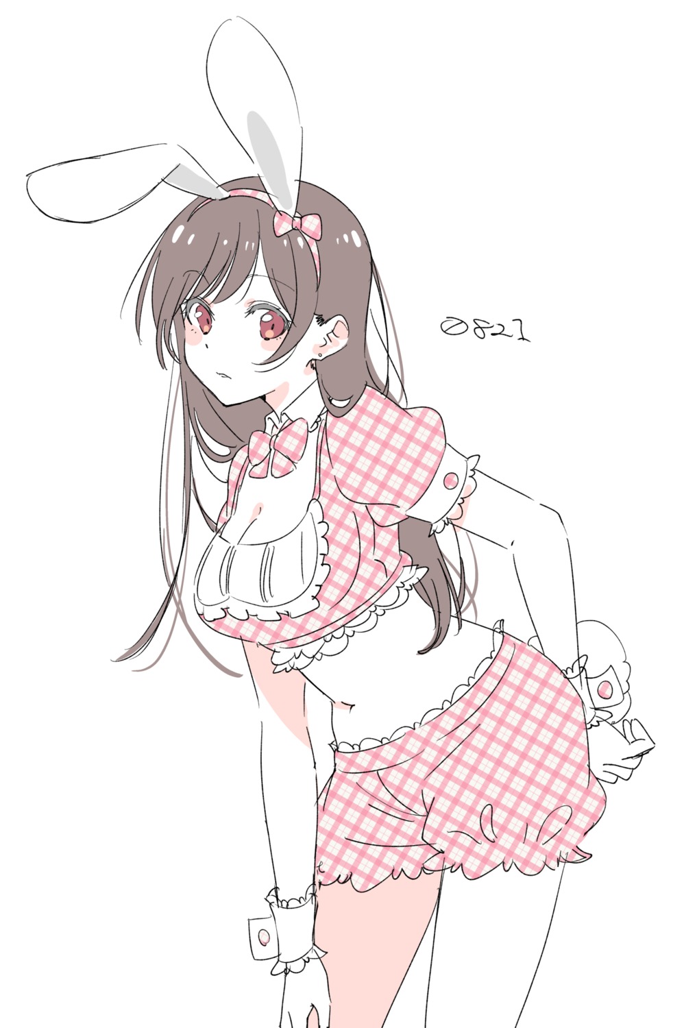 animal_ears bloomers bunny_ears cleavage hirayama_kanna ichinose_chizuru kanojo_okarishimasu sketch