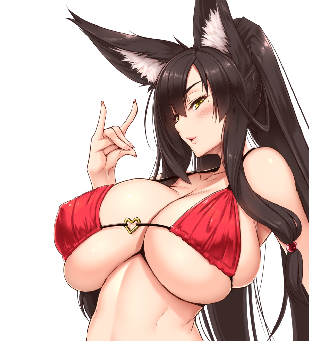 animal_ears bikini_top erect_nipples shuugetsu_karasu swimsuits