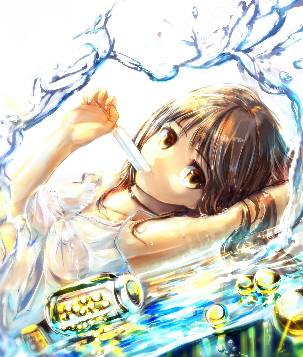 dress sakura_ani see_through summer_dress wet_clothes