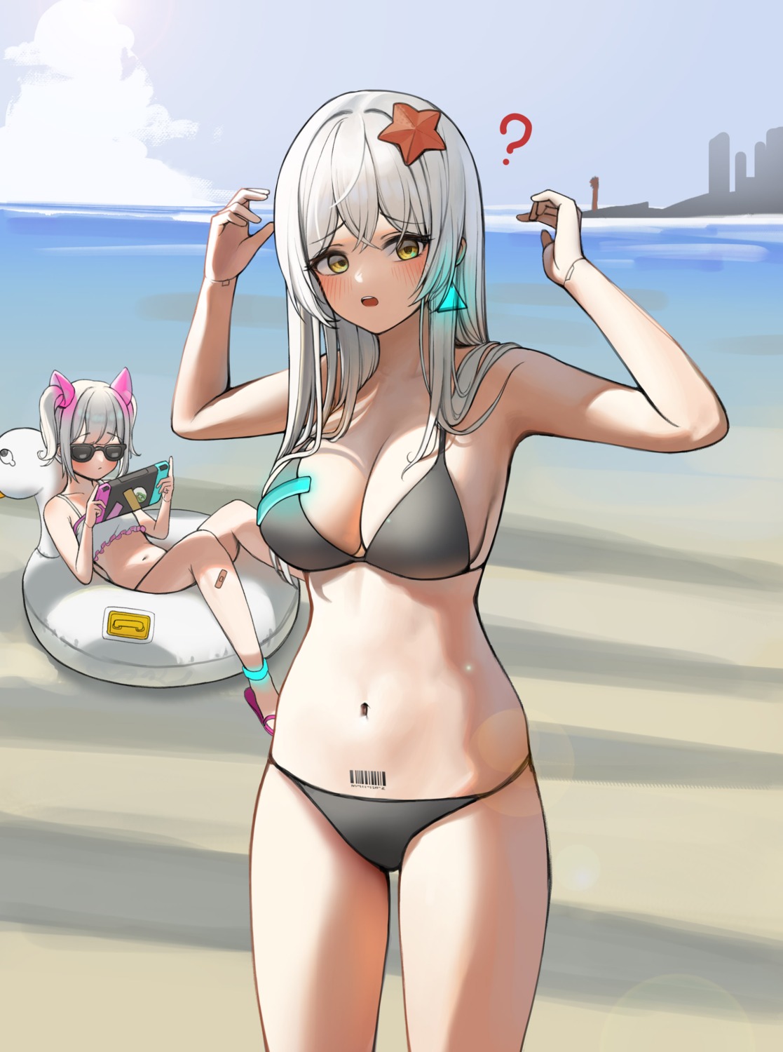 bandaid bikini dong_ji megane swimsuits tattoo