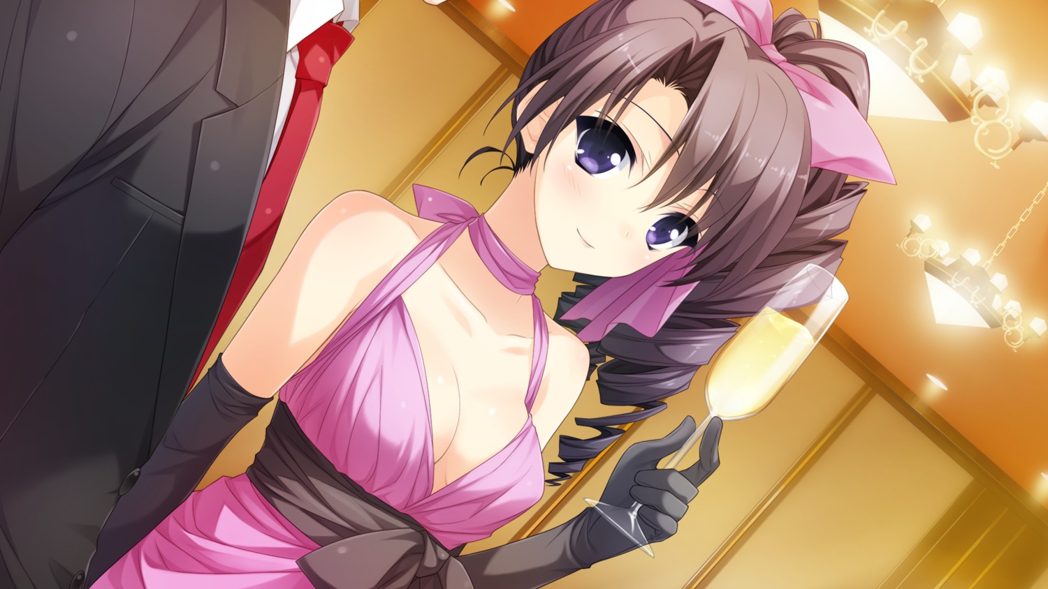 berry's business_suit cleavage dress game_cg morikubo_yuna no_bra sphere suzuhira_hiro