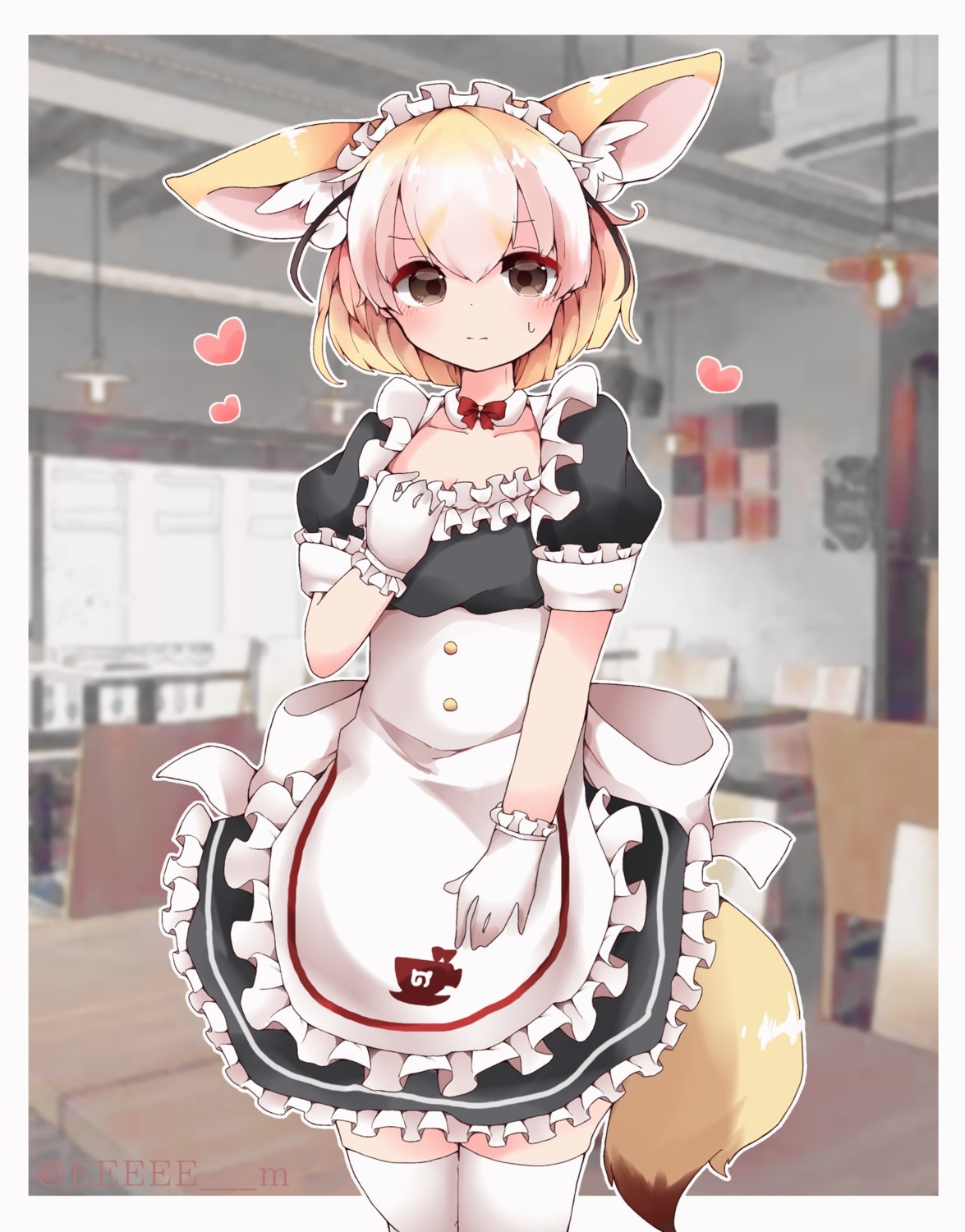 animal_ears eeee_m fennec_(kemono_friends) kemono_friends kitsune maid tail thighhighs